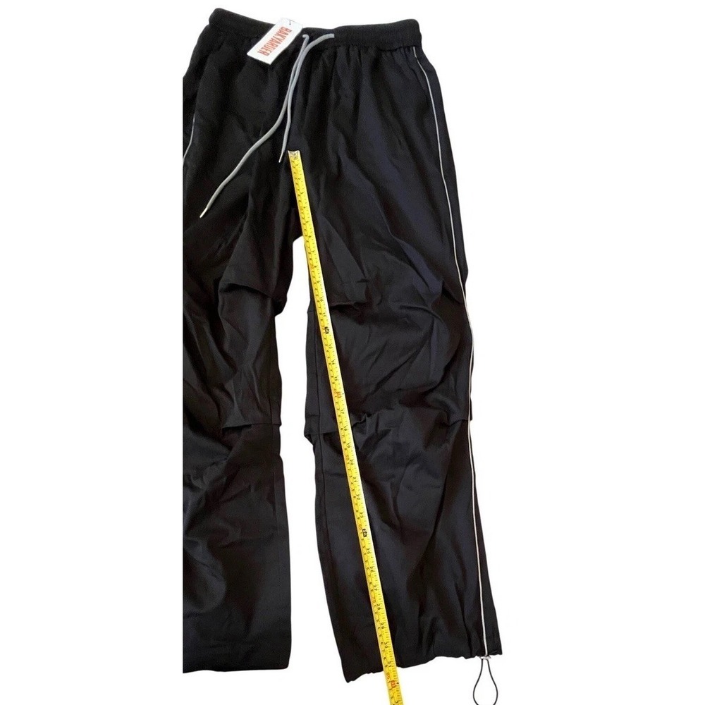 NEW Bakyarder Womens Black Parachute Pants Baggy Y2K Streetwear Track Trousers L - Picture 3 of 7